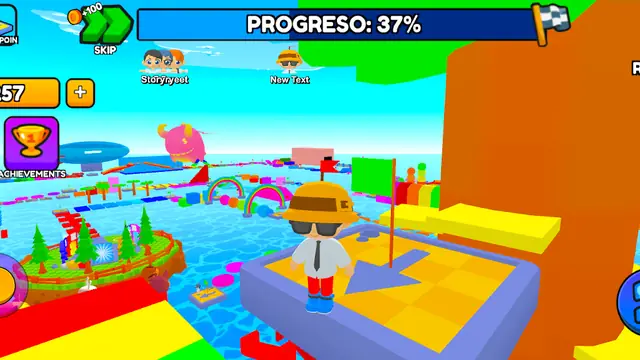 A colourful parkour course in Mega Parkour: Friends War
